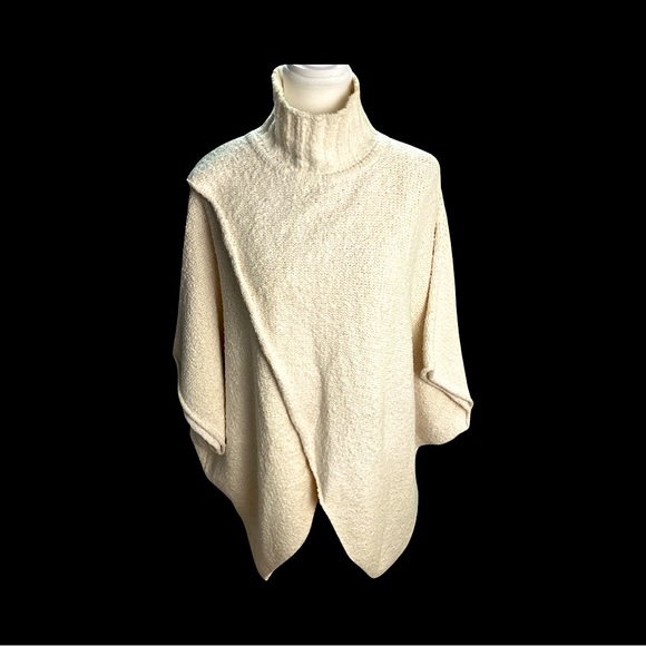 Free People Poncho Pullover Marled Knit XS/S Cozy Minimalist Versatile Layer - Picture 8 of 9